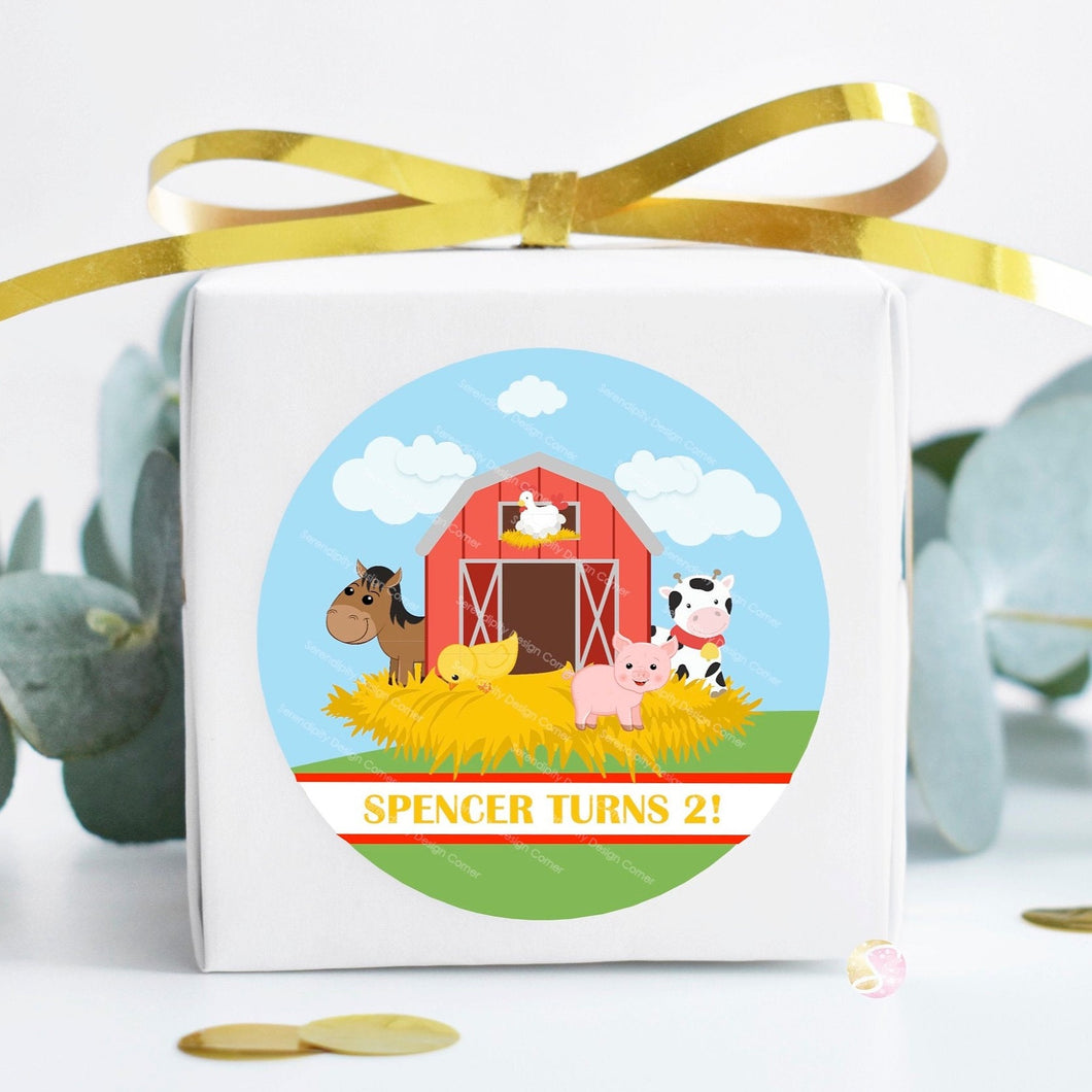 Barnyard Farm Theme Birthday Party Stickers
