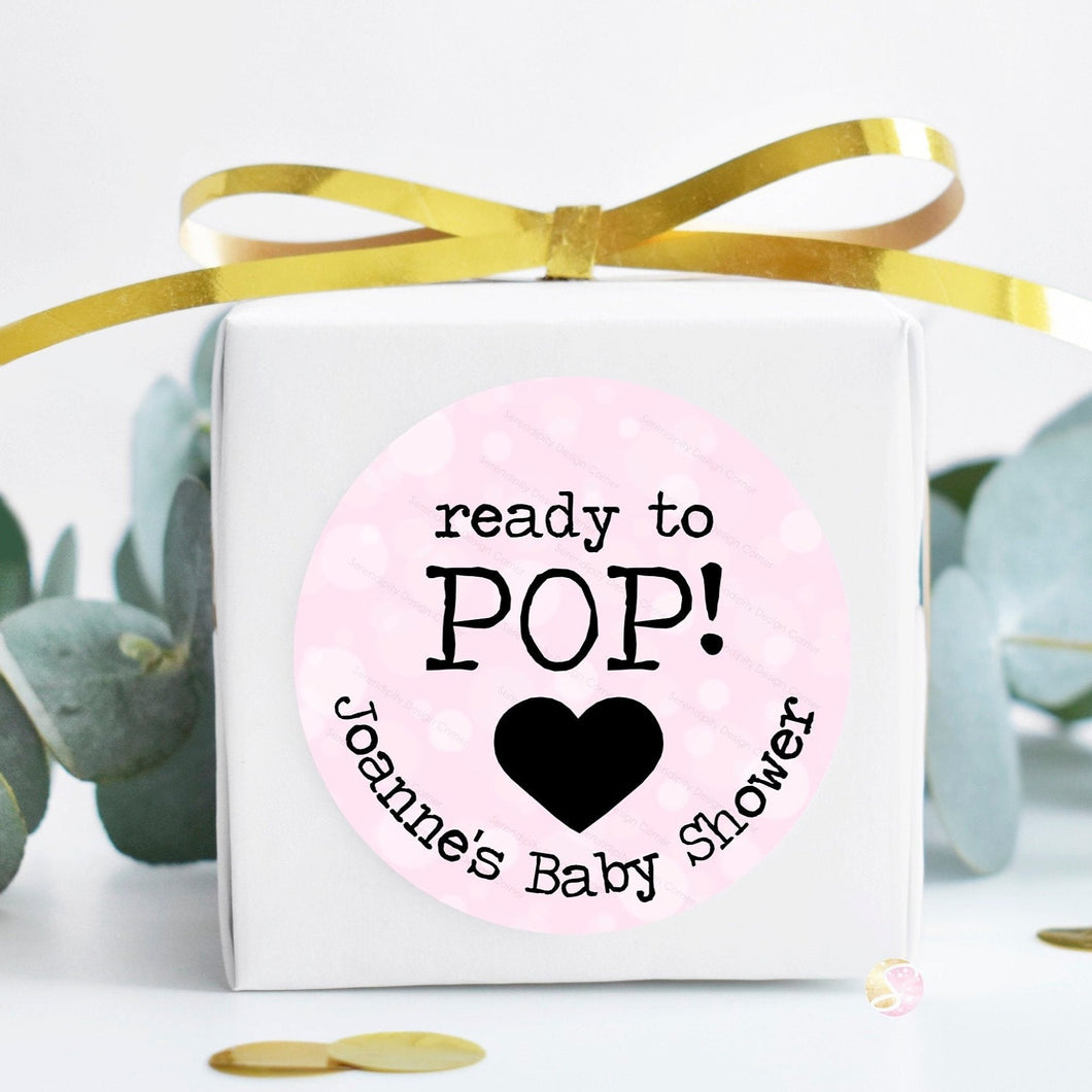 Ready to Pop Stickers Baby Shower