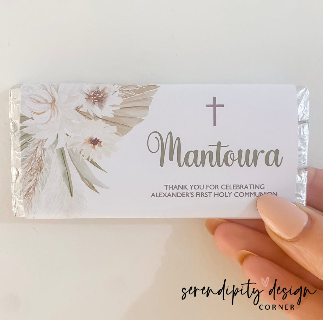 Boho First Holy Communion Chocolate Wrappers