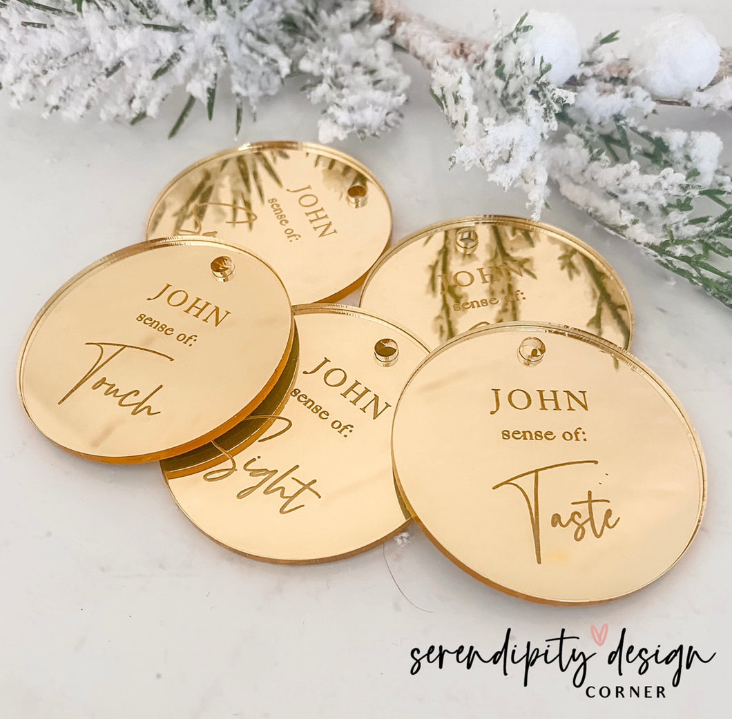 Personalised Gift Tags for the Five Senses  -  Sight, Sound, Touch, Taste & Smell