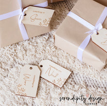 Load image into Gallery viewer, Something you need, want, wear, read, do and share tags - Wooden Engraved Gift Tags
