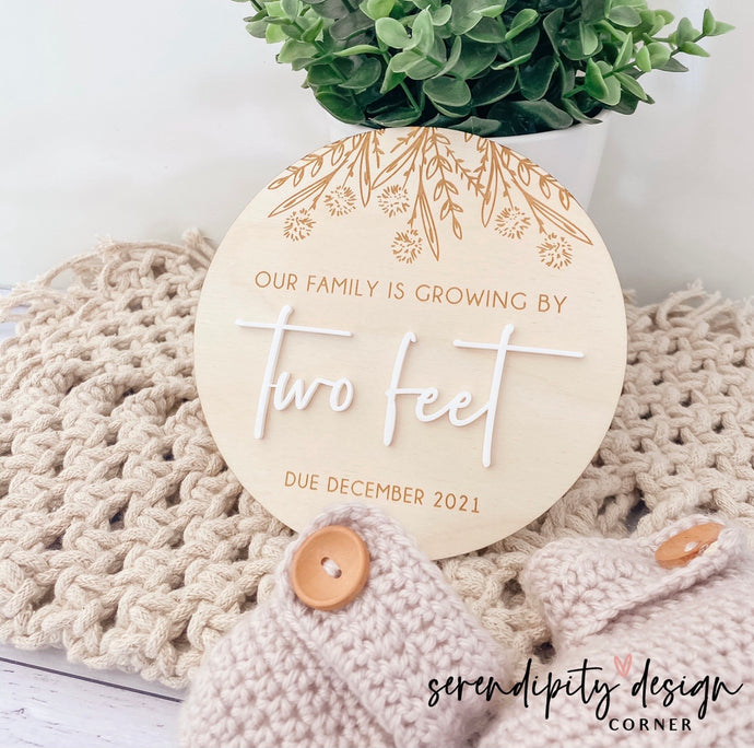 Announcement Plaque - Our Family Is Growing By Two Feet