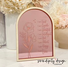 Load image into Gallery viewer, Daily Affirmations Mirrored Frame | Kids Daily Affirmations Flowers Decor ©
