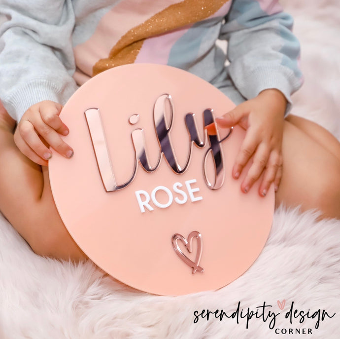 Peach & Rose Gold Bedroom Sign | Name Sign Decor | Baby Announcement Plaque