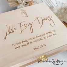 Load image into Gallery viewer, Lilies Floral Wooden Hinged Memorial Baby Keepsake Box
