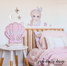Load image into Gallery viewer, Mermaid Bedroom Sign | Under The Sea Shell | Mermaid Party Sign
