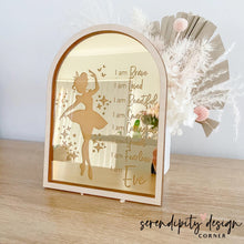 Load image into Gallery viewer, Daily Affirmations Mirrored Frame | Kids Daily Affirmations Ballerina Decor ©

