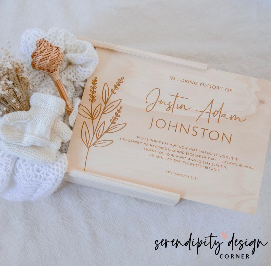 Personalised Wooden Memorial Keepsake Box | In Memory Keepsake Box