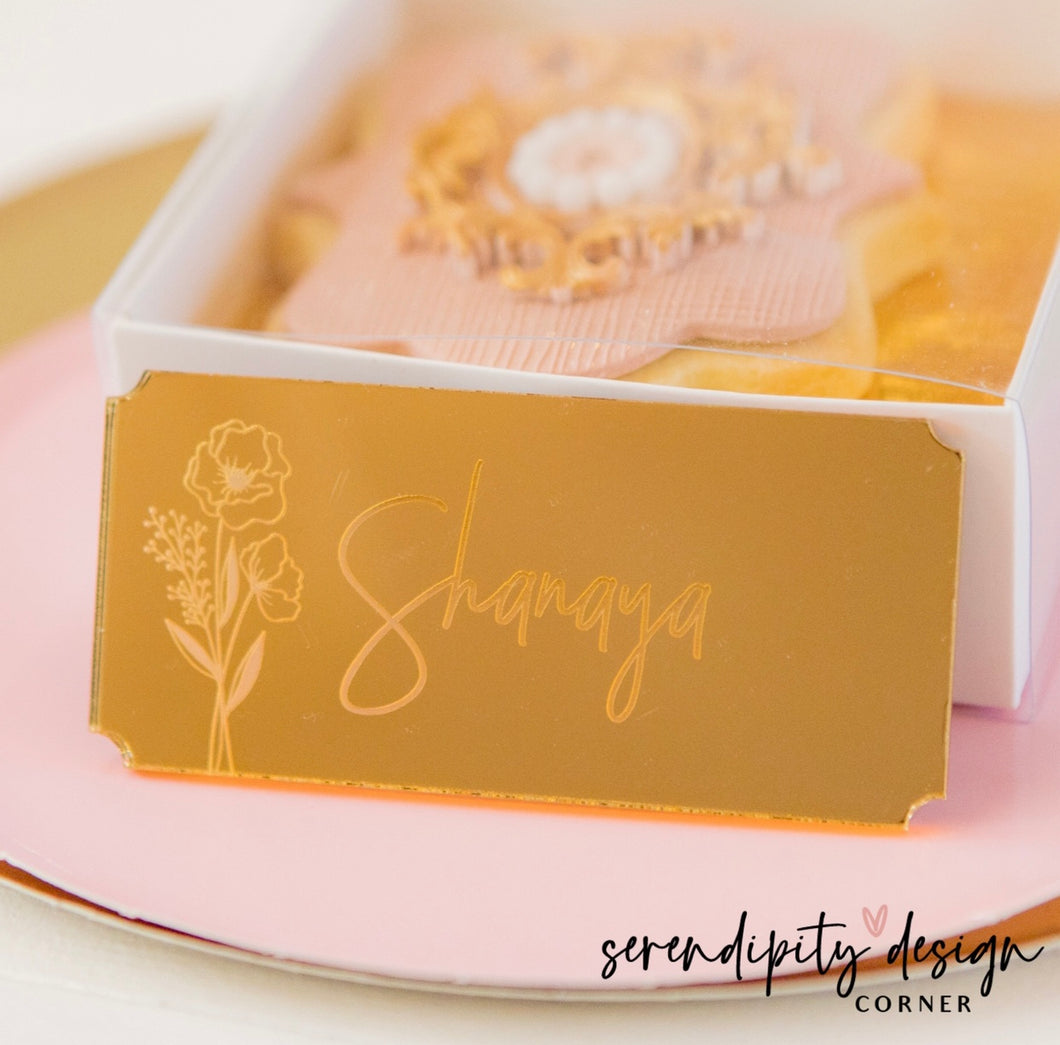 Personalised Floral Name Acrylic Plaque Tags