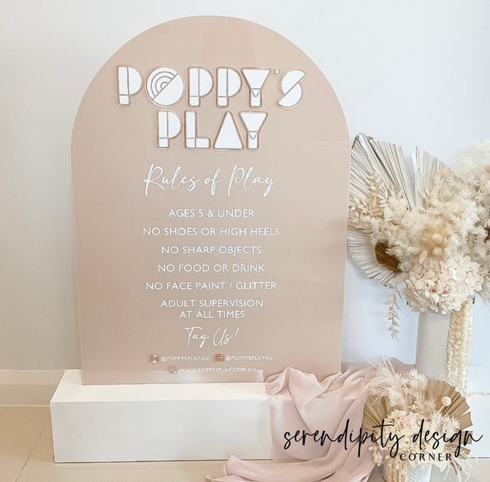 Jumping Castle Soft Play - Play Rules Sign with white base