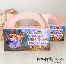 Load image into Gallery viewer, encanto party favour box stickers 
