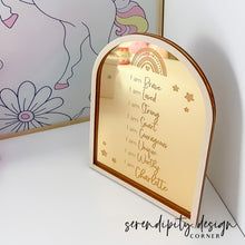 Load image into Gallery viewer, Daily Affirmations Mirrored Frame | Kids Daily Affirmations Rainbow Decor ©
