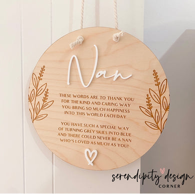 Nan Plaque Sign | Gift Sign for Nan | Poem Sign Nan | Mother's Day Nan Gift