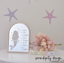 Load image into Gallery viewer, Daily Affirmations Mirrored Frame | Kids Daily Affirmations Mermaid Decor ©
