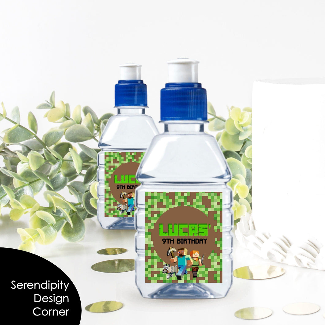 Minecraft Birthday Party Pop Top Labels