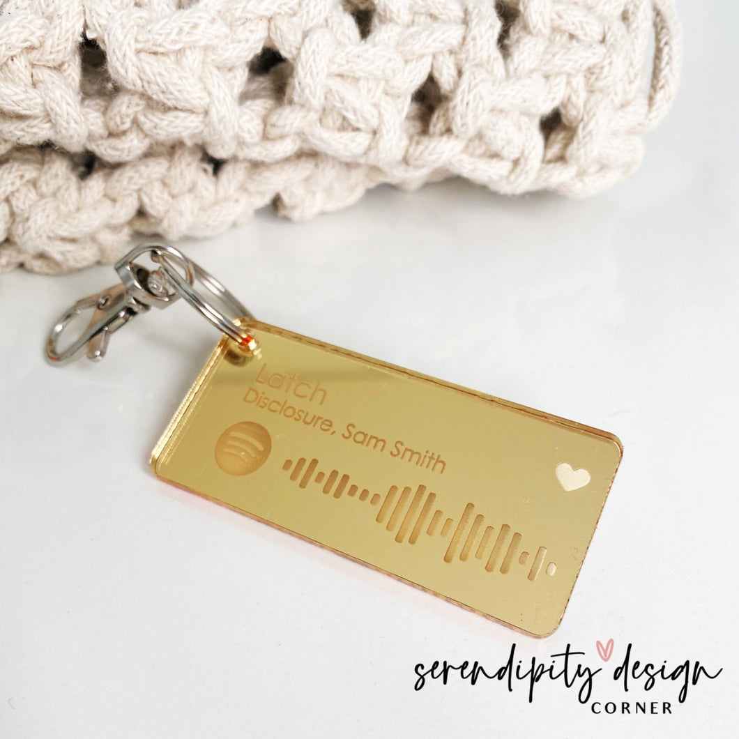 Personalised Spotify Code Mirror Engraved Acrylic Keyring